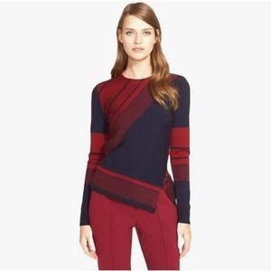 Tory Burch Asymmetrical Striped Wool Runway Geometric